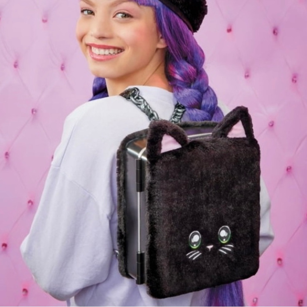 Na! Na! Na! Surprise Doll Fuzzy Black Kitty Cat Backpack
